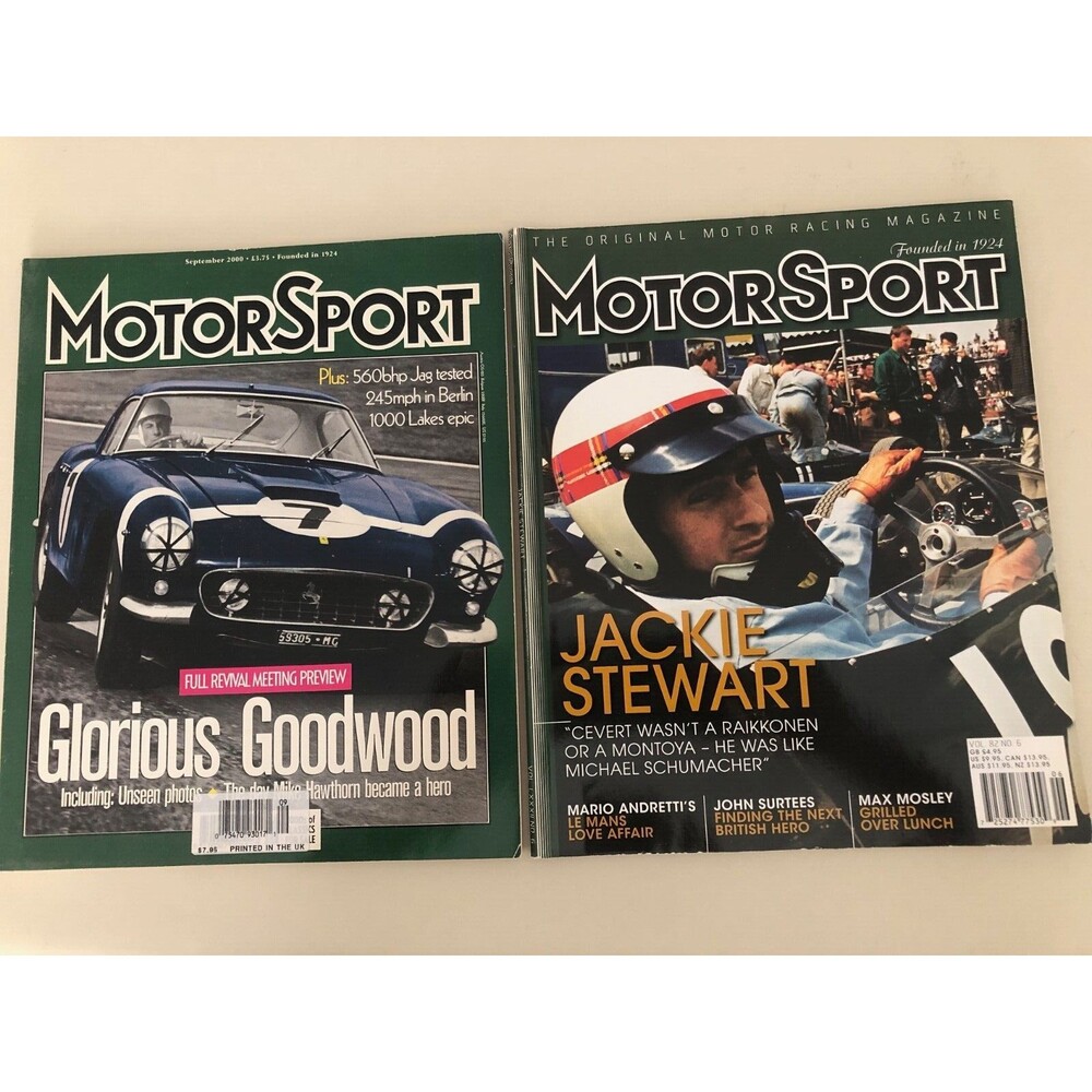 Motorsport UK Magazine - June 2006 - Jackie Stewart & Sept. 2000 Issue Lot of 2